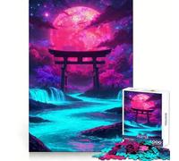 Puzzle Neon Torii Under A Crimson Moon da 1000 pezzi per adulti, gioco intelligente, antistress, assemblaggio di modelli, una piacevole sorpresa (50x75cm)