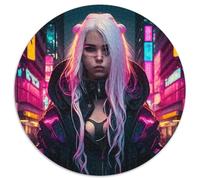 Puzzle Neon Warrior per adulti, 1000 pezzi, puzzle rotondi per adulti, perfetto come decorazione fai da te o regalo di compleanno, 67,5x67,5 cm.
