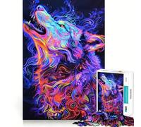 Puzzle Neon Wolf Art da 1000 pezzi per adulti, gioco intelligente, rilassante e divertente, con un motivo da assemblare, regalo elegante (38x26cm)