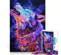 Puzzle Neon Wolf Art per adolescenti, 1000 pezzi, gioco intelligente di logica, per interni, bordi lisci, pezzo da collezione (50x75cm)