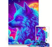 Puzzle Neon Wolf Cosmic Setting per adulti, 1000 pezzi, gioco di logica e abilità, antistress, taglio preciso, regalo prezioso (50x75cm)