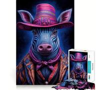Puzzle Neon Zebra Cowboy per adolescenti, 1000 pezzi, gioco per allenare la mente, rilassante, con immagini da assemblare e una piacevole sorpresa (50x75cm)