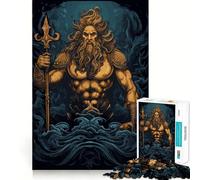 Puzzle Nettuno-Poseidone da 1000 pezzi per adulti, gioco per allenare la mente, antistress, artistico, da assemblare, regalo per le festività (38x26cm)