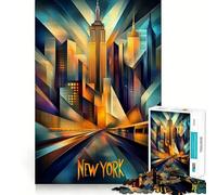 Puzzle New York Dynamic Cubism da 1000 pezzi per ragazzi, gioco di logica e senso logico, hobby silenzioso, bordi lisci, (38x26cm)