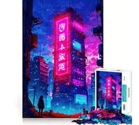 Puzzle Night City Neon da 1000 pezzi per adolescenti, gioco rilassante, ritagli precisi, regalo adorabile (38x52cm)