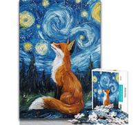 Puzzle Night Sky Fox per adolescenti, puzzle da 1000 pezzi, impegnativo da completare ma divertente e umoristico, unico come decorazione per la casa e regalo (38x26cm)