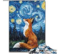 Puzzle Night Sky Fox per adulti, 1000 pezzi, difficile da completare ma divertente e umoristico, regalo di compleanno, regali, arte murale (26x38cm)