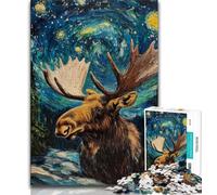 Puzzle Night Sky Moose da 1000 pezzi per adolescenti, regalo, gioco stimolante e gioco in famiglia con pezzi completamente interconnessi di forma casuale (75x50cm)