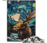 Puzzle Night Sky Moose per adulti 1000 pezzi, gioco stimolante e gioco educativo per famiglie, per compleanni e Natale (50x75cm)