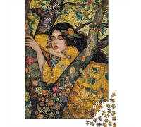 Puzzle Ninfa Albero Stile Klimt Abbraccio Dorato, 1000 pezzi carta riciclata over 12 anni, gioco educativo rilassante idea regalo 70x50cm/1000pcs