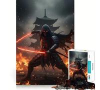 Puzzle Ninja con spade luminose tra le fiamme, 1000 pezzi per ragazzi, gioco di logica e abilità, tempo libero, taglio preciso, (50x75cm)