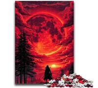 Puzzle Ninja Under The Blood Moon per adulti e adolescenti, aiuta il cervello a esercitare i giocattoli avvincenti per coltivare la pazienza, un'opera d'arte (38x26cm)