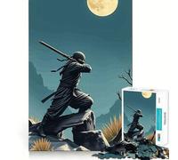 Puzzle Ninja Warrior al chiaro di luna da 1000 pezzi per ragazzi, gioco di logica e abilità, momento di serenità, taglio preciso, (38x26cm)