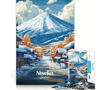 Puzzle Niseko Paesaggio Invernale Giapponese per Ragazzi 1000 Pezzi Stimola la Memoria Gioco Interno Assemblaggio Immagine Regalo per le Vacanze (38x52cm)