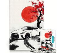 Puzzle Nissan GT-R con fiori di ciliegio, 1000 pezzi, per ragazzi, gioco di logica, leggero e rilassante, taglio perfetto, regalo perfetto (38x52cm)