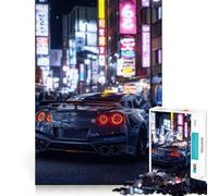 Puzzle Nissan GT-R in Neon City da 1000 pezzi per adulti, gioco di concentrazione e svago per la casa, bordi netti, regalo di Babbo Natale (50x75cm)