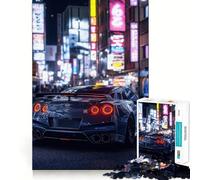 Puzzle Nissan GT-R in Neon City da 1000 pezzi per ragazzi, gioco di logica e abilità, tempo libero, taglio preciso, (38x52cm)