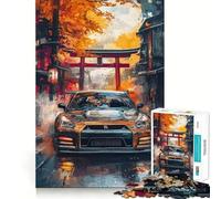 Puzzle Nissan GT-R in strada in Giappone, 1000 pezzi, per adulti, gioco di concentrazione e svago, ideale per la casa, con bordi netti, regalo di Babbo Natale (50x75cm)