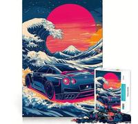 Puzzle Nissan GT-R Wave Art per adulti, 1000 pezzi, con tema "Richiamo, Aggiornamento, Tempo di Pace", taglio preciso, Lista dei Desideri di Babbo Natale (50x75cm)