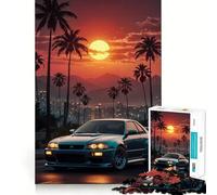 Puzzle Nissan R Synthwave City View per adulti, 1000 pezzi, gioco per allenare la mente, rilassante e divertente, regalo per le vacanze (38x52cm)