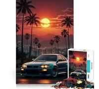 Puzzle Nissan R Synthwave City View per ragazzi, 1000 pezzi, gioco di intelligenza, divertimento al chiuso, taglio di qualità, regalo creativo (50x75cm)