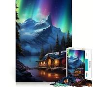 Puzzle Nordic Nature Aurora Night da 1000 pezzi, gioco per lo sviluppo della mente, rilassante, taglio di precisione, pezzo da collezione (38x26cm)