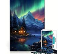 Puzzle Nordic Nature Aurora Night da 1000 pezzi per adulti, gioco cognitivo per momenti di condivisione, assemblaggio di modelli, oggetto ideale per i desideri di Babbo Natale (38x26cm)