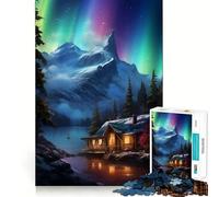Puzzle Nordic Nature Aurora Night da 1000 pezzi per adulti, sfida per la mente, gioco da interno, taglio preciso, opera d'arte (50x75cm)