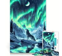 Puzzle Nordic Wolf Aurora Borealis da 1000 pezzi per ragazzi, stimolante per la mente, divertimento per tutta la famiglia, bordi precisi, regalo memorabile (50x75cm)