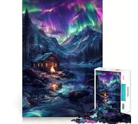 Puzzle nordico dell'aurora boreale per ragazzi, 1000 pezzi, gioco intelligente per tutta la famiglia, assemblaggio del modello, desiderio di Babbo Natale (38x52cm)