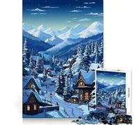 Puzzle nordico invernale in pixel art da 1000 pezzi per adulti,stimolante per le capacità cognitive,un regalo memorabile e dal taglio preciso (50x75cm)