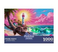 Puzzle Norwegian Forest Cat 1000 Pezzi Per Bambini E Adulti, Puzzle Con Pink Clouds Lighthouse, Gioco Divertente E Istruttivo, Regalo Compleanno 38x26cm/1000pcs