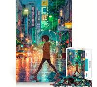 Puzzle "Notte piovosa a Tokyo" per ragazzi, 1000 pezzi, gioco di logica e abilità, rilassante, taglio preciso, regalo perfetto (38x26cm)