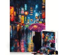 Puzzle "Notte piovosa a Tokyo" per ragazzi, 1000 pezzi, rievoca, migliora, calma, relax, ritaglio chiaro, collezione artistica (50x75cm)