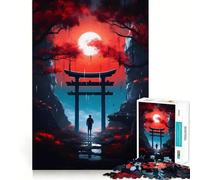 Puzzle Notte Rossa e Blu per adulti, 1000 pezzi, stimola la memoria, divertente da assemblare, oggetto artistico da collezione (50x75cm)