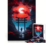 Puzzle Notte Rossa e Blu per adulti, 1000 pezzi, stimola la memoria, divertente da assemblare, oggetto artistico da collezione (50x75cm)