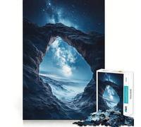 Puzzle "Notte stellata attraverso un arco di roccia" per adulti, 1000 pezzi, gioco di logica puro, antistress, tagli netti, articolo regalo di Babbo Natale 38x52cm