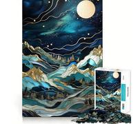 Puzzle "Notte stellata, cime illuminate dalla luna", 1000 pezzi per adulti, stimola la memoria, rilassa la mente, bordi precisi, lista dei desideri di Babbo Natale 38x26cm