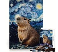 Puzzle "Notte stellata" con capibara per ragazzi, 1000 pezzi, stimolante per la mente, passatempo rilassante, bordi uniformi, regalo memorabile (38x26cm)