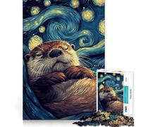 Puzzle "Notte stellata con lontra" per adulti, 1000 pezzi, rompicapo rilassante, assemblaggio immagini, regalo di Natale (50x75cm)