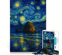 Puzzle "Notte stellata con paesaggio marino" per ragazzi, 1000 pezzi, gioco di abilità mentale, design semplice e divertente, assemblaggio, regalo memorabile 50x75cm