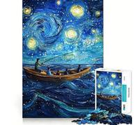 Puzzle "Notte stellata con pesca" per ragazzi, 1000 pezzi, gioco di logica, antistress, bordi trasparenti, regalo classico 50x75cm