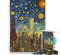 Puzzle "Notte stellata di New York" per adulti, 1000 pezzi, Smart Reason Toy Group, con bordi lisci, opera d'arte 50x75cm
