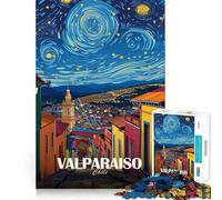 Puzzle "Notte stellata" di Valparaíso,Cile,1000 pezzi,divertente da giocare,senza sbavature,con pezzi ben tagliati,portatile,ideale per i viaggi (50x75cm)
