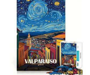 Puzzle "Notte stellata" di Valparaíso,Cile,1000 pezzi,divertente da giocare,senza sbavature,con pezzi ben tagliati,portatile,ideale per i viaggi (50x75cm)