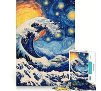 Puzzle "Notte stellata - Grande onda" da 1000 pezzi per ragazzi, gioco di pensiero, divertimento condiviso, bordi precisi, articolo con desiderio di Babbo Natale 38x52cm