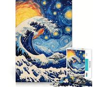 Puzzle "Notte stellata - Grande onda" per adulti, 1000 pezzi, gioco intelligente antistress, assemblaggio, regalo speciale 50x75cm