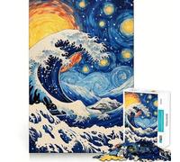 Puzzle "Notte stellata - Grande onda" per ragazzi, 1000 pezzi, gioco di abilità mentale, design semplice e divertente, assemblaggio, regalo memorabile 38x26cm