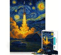 Puzzle "Notte stellata lancio di un razzo" da 1000 pezzi per ragazzi, gioco di logica stimolante per attività domestiche, bordi trasparenti, regalo prezioso 50x75cm