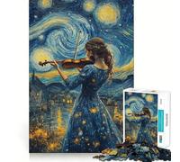 Puzzle "Notte stellata - Violinista" per adulti, 1000 pezzi, gioco intelligente e rilassante, con ritagli precisi, oggetto da collezione 38x26cm